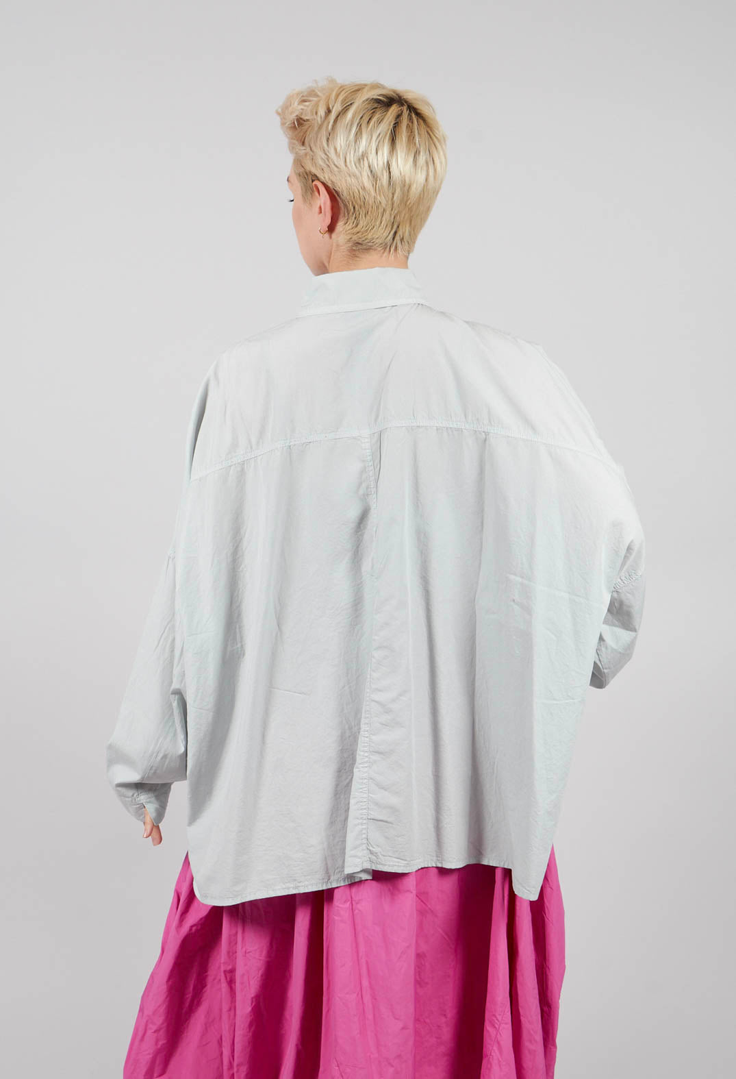 Oversized Cotton Shirt in Light Grey - 3350401