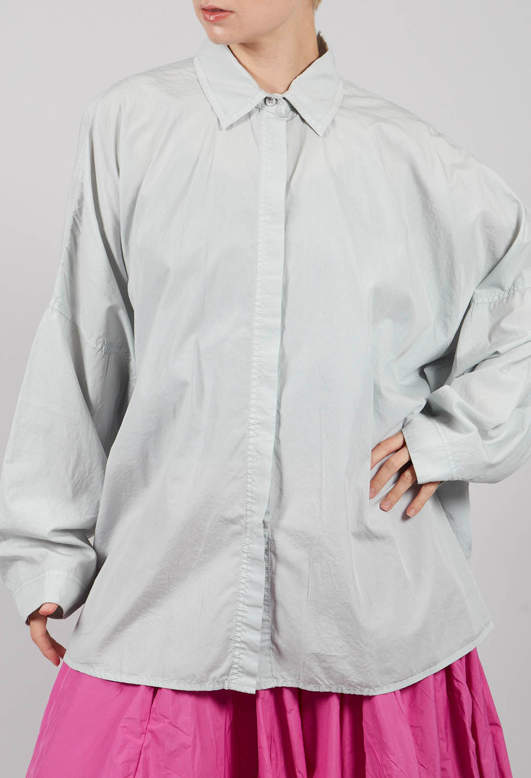 Oversized Cotton Shirt in Light Grey - 3350401