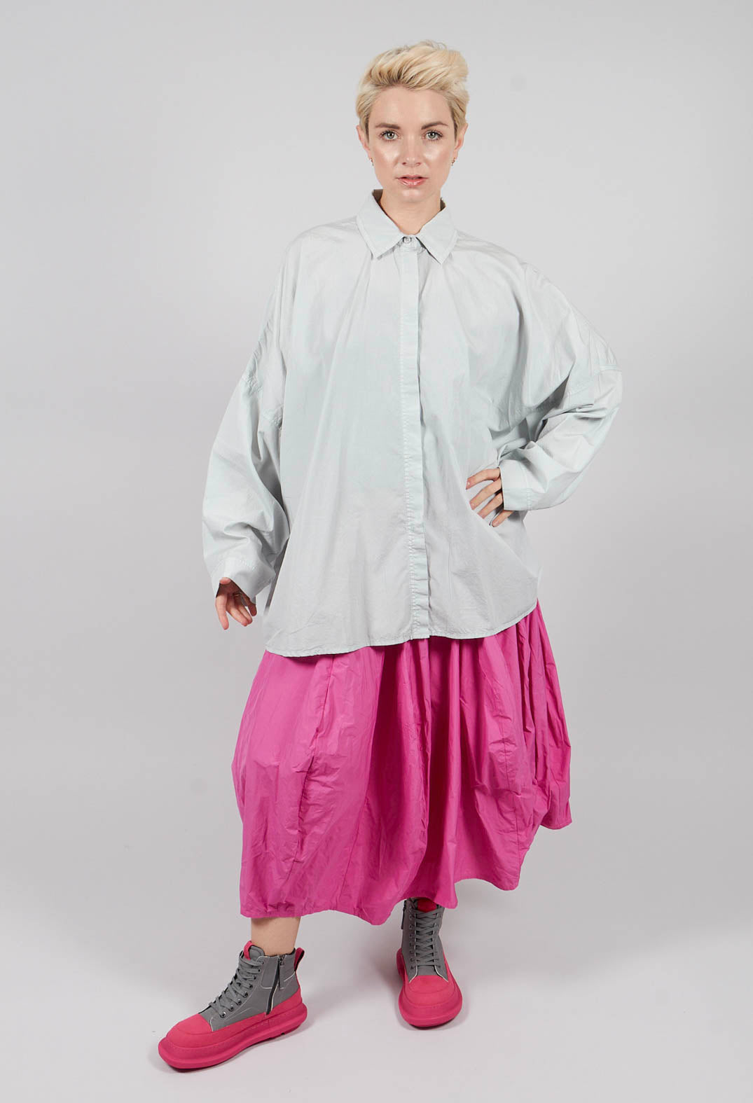 Oversized Cotton Shirt in Light Grey - 3350401