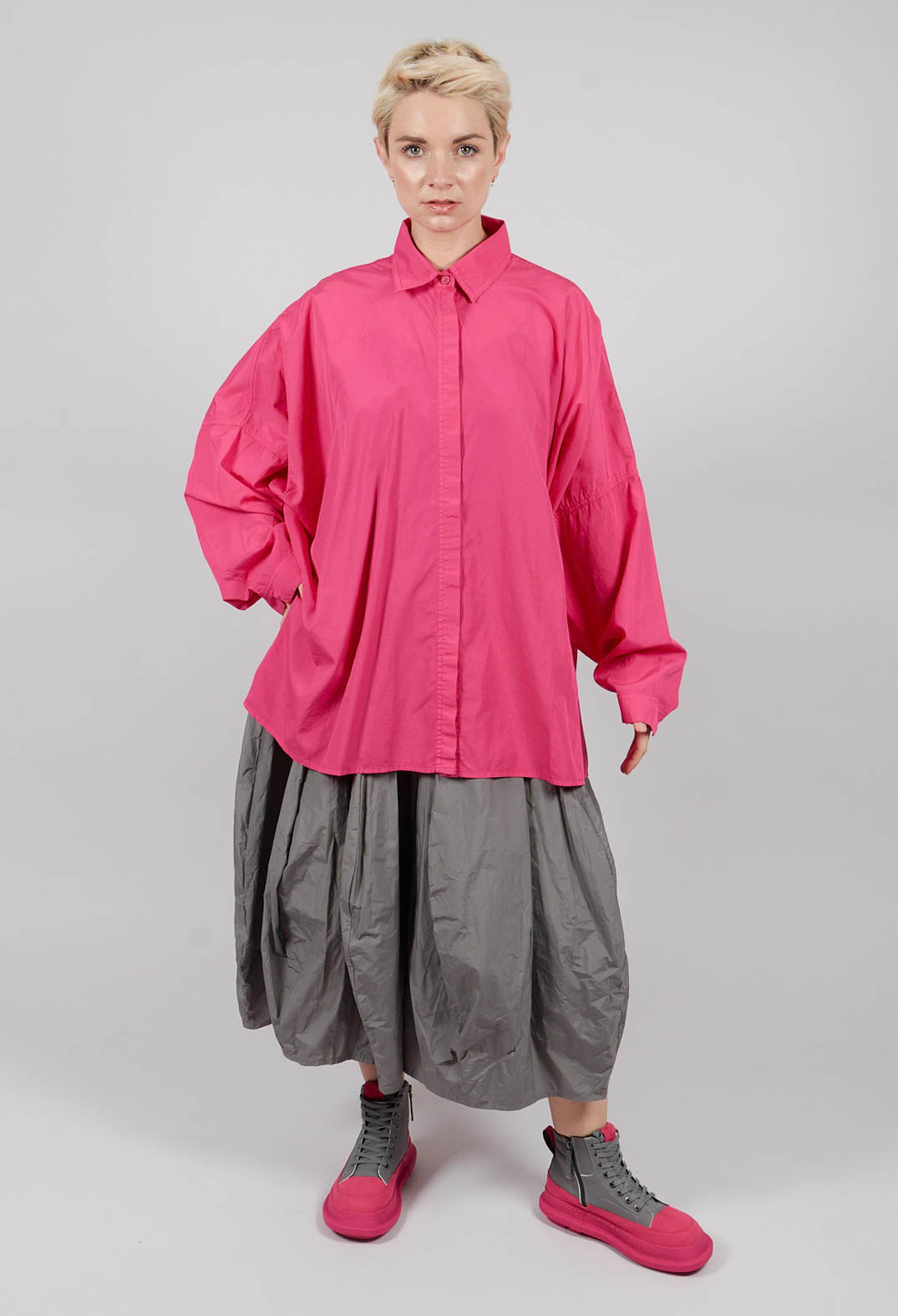 Oversized Cotton Shirt in Lotus - 3350401