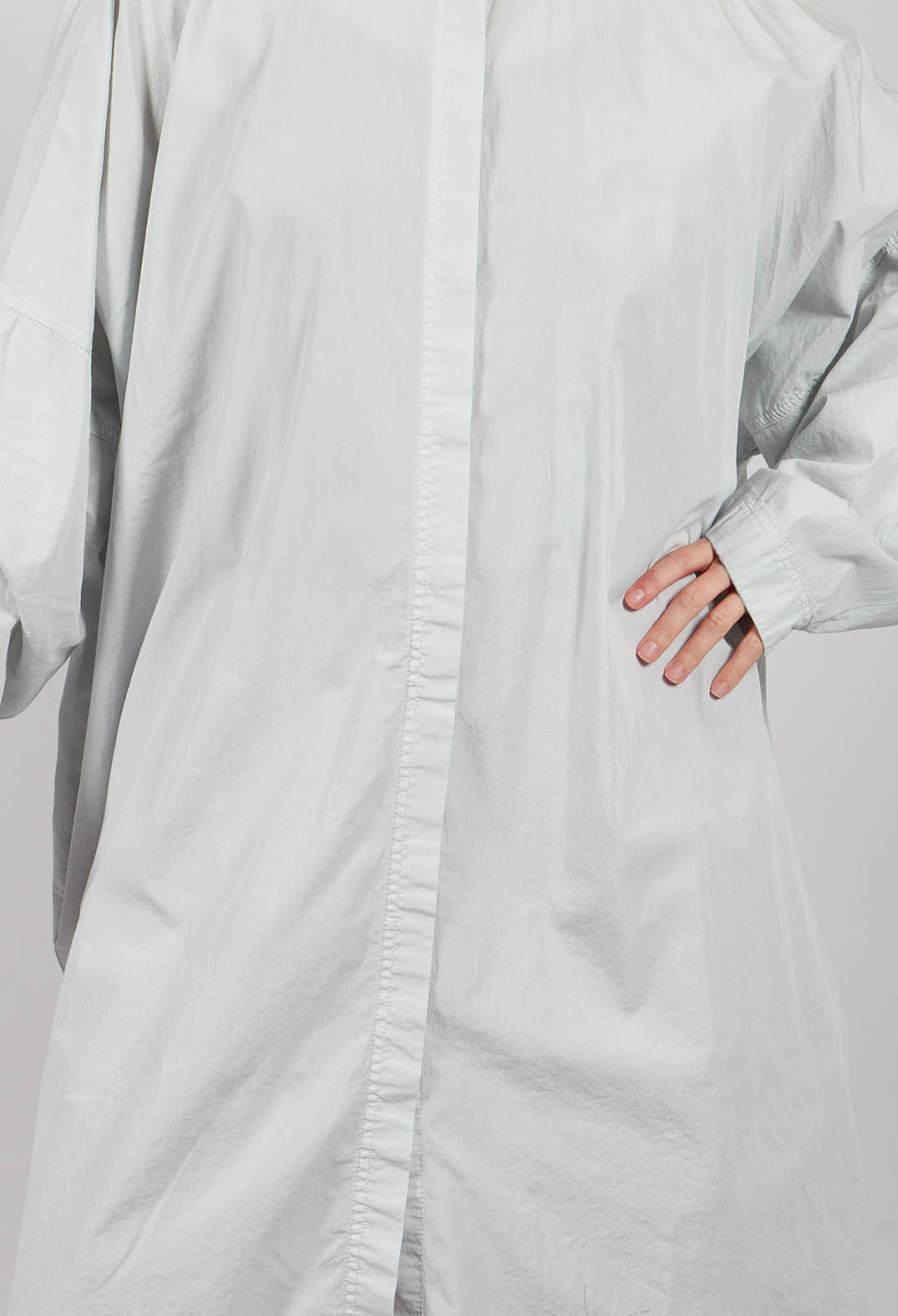 Oversized Cotton Shirt Dress in Light Grey - 3350902