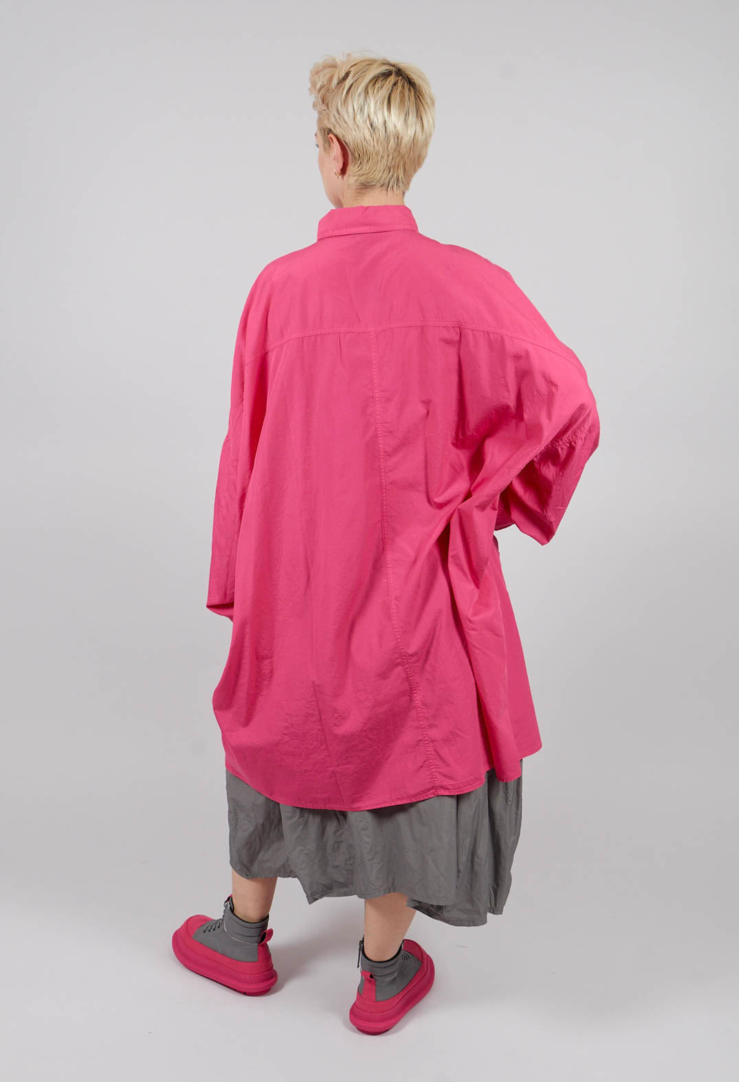 Oversized Cotton Shirt Dress in Lotus - 3350902