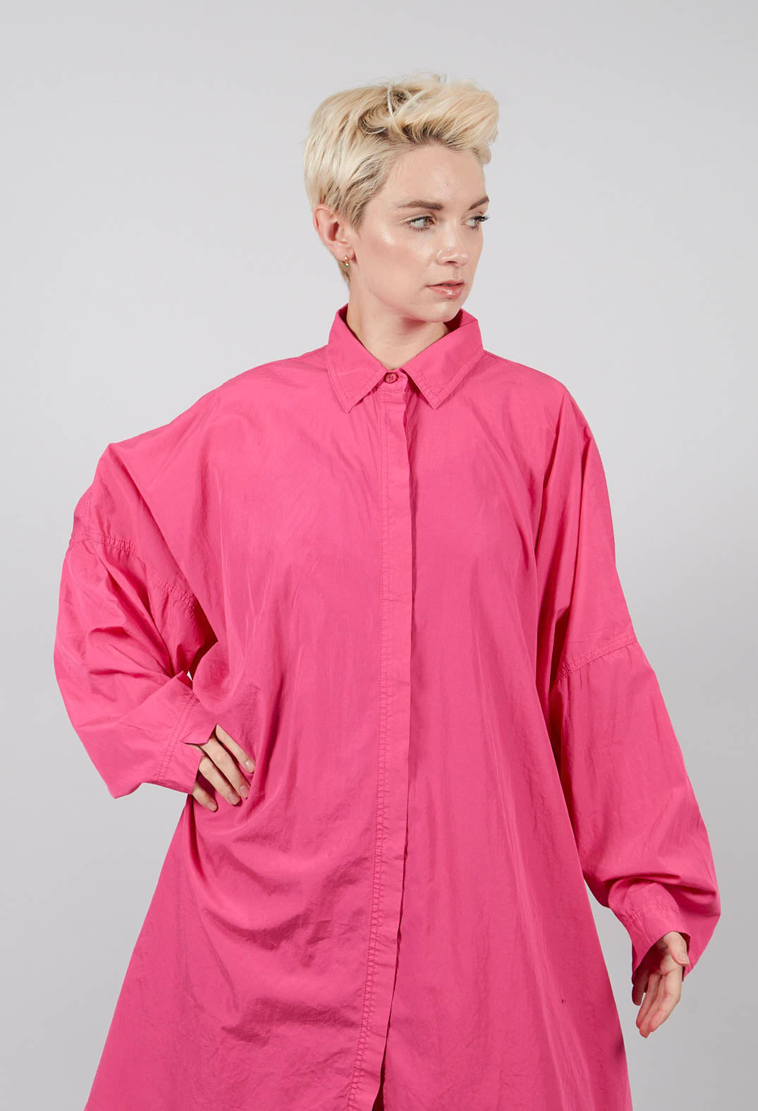 Oversized Cotton Shirt Dress in Lotus - 3350902