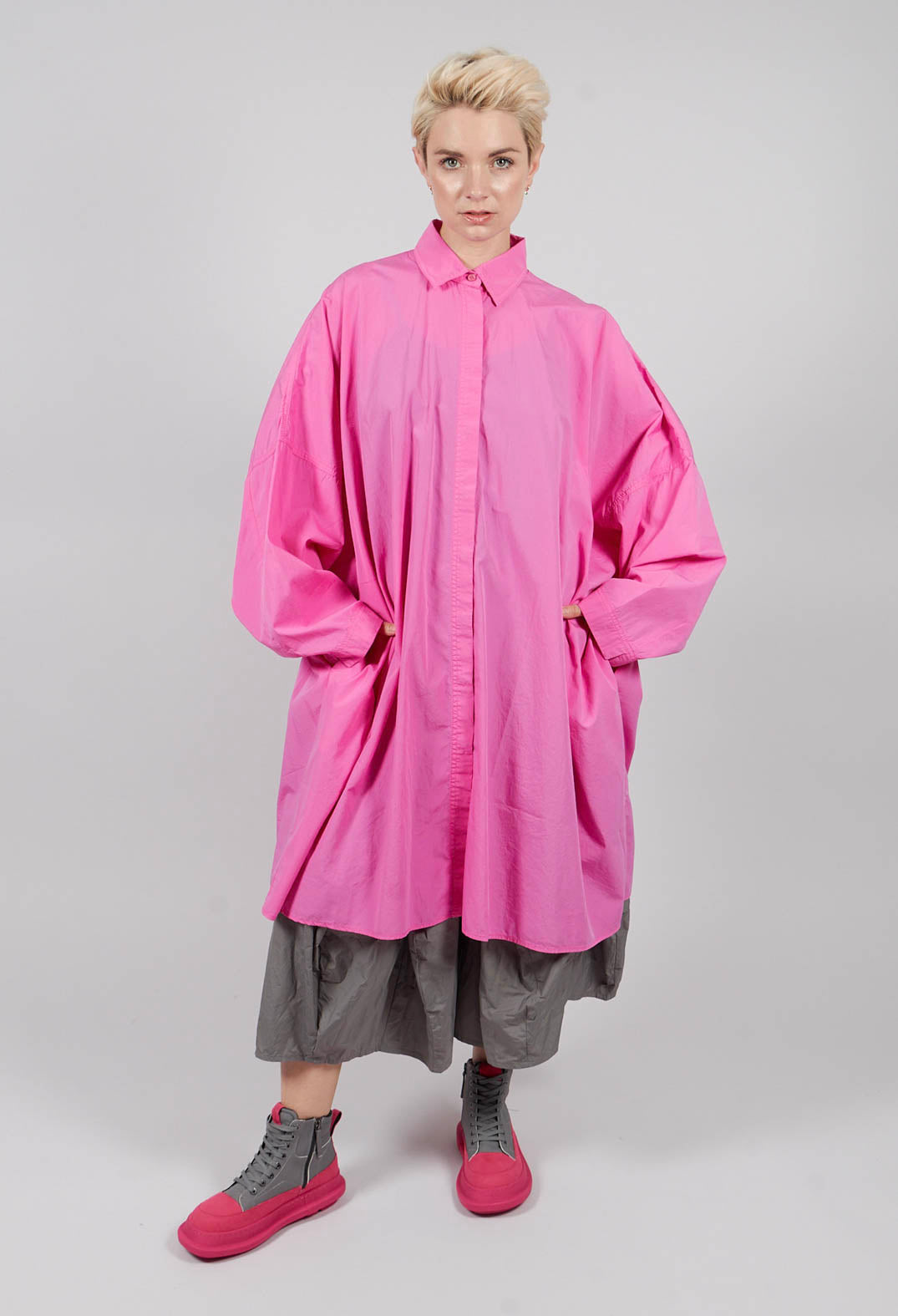 Oversized Cotton Shirt Dress in Lily - 3350902