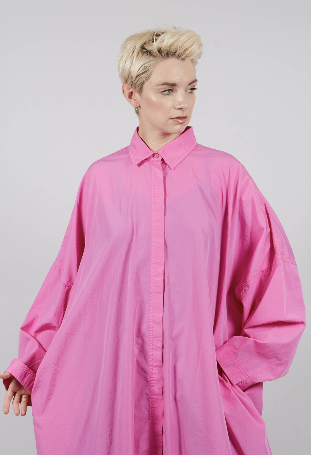 Oversized Cotton Shirt Dress in Lily - 3350902