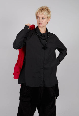 Cotton Shirt with Pleated Back in Black - 3350403