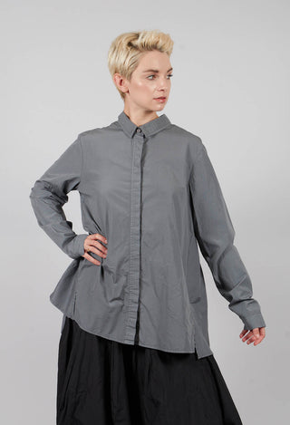 Cotton Shirt with Pleated Back in Dark Grey - 3350403