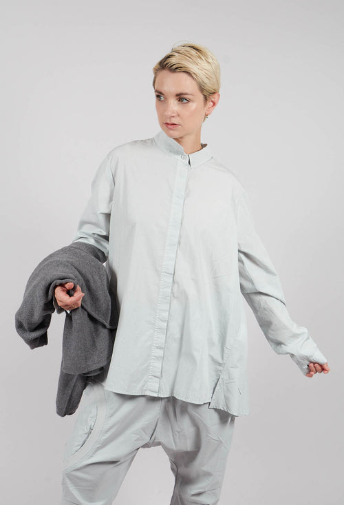 Cotton Shirt with Pleated Back in Light Grey - 3350403