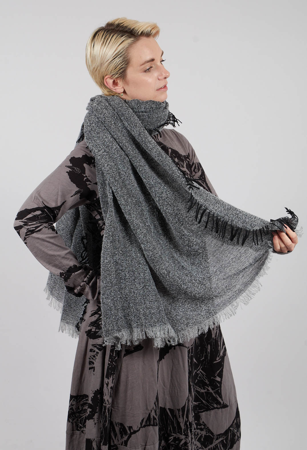 Raw Edge Scarf in Light Grey - 3361407