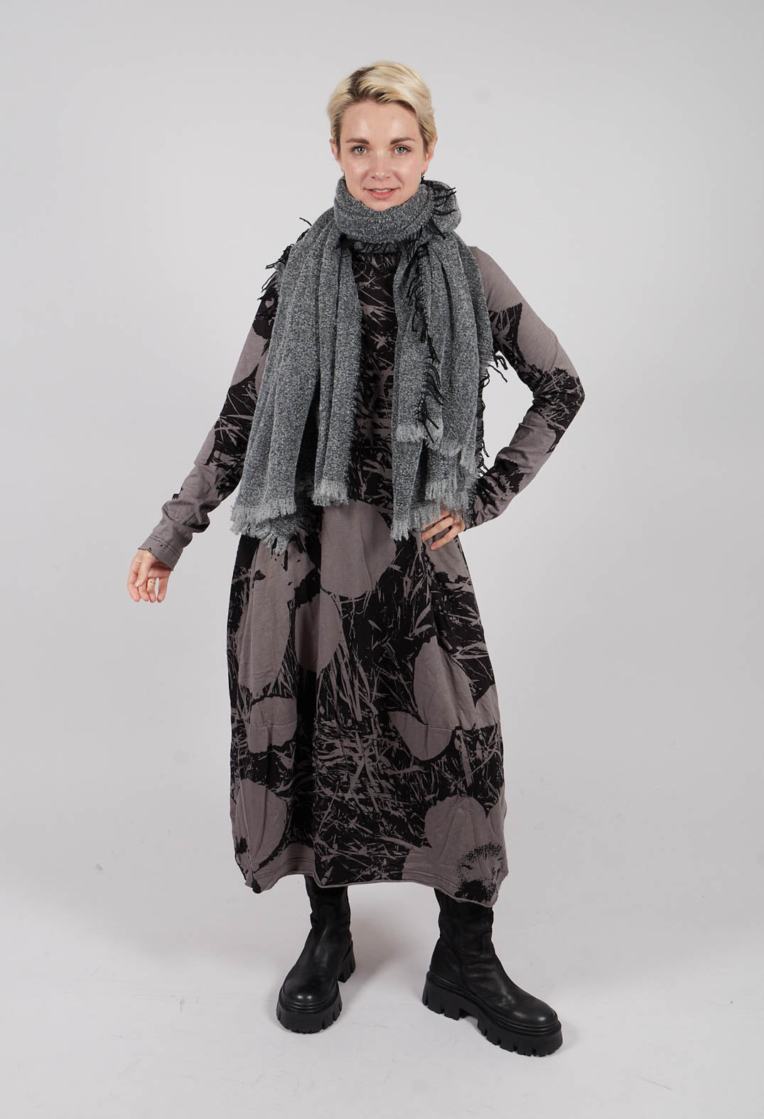 Raw Edge Scarf in Light Grey - 3361407