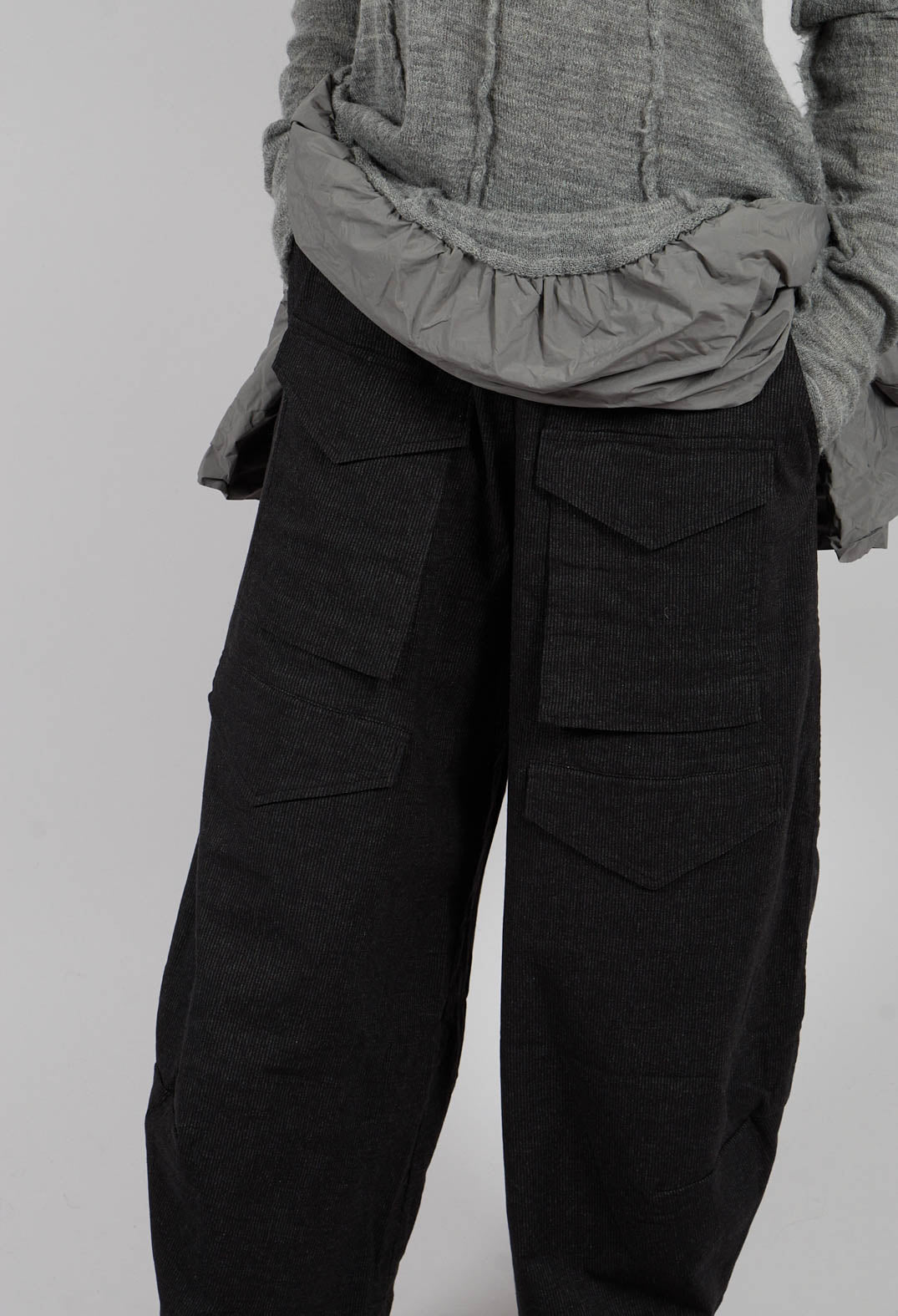Balloon Leg Trousers in Black Stripe - 3410104