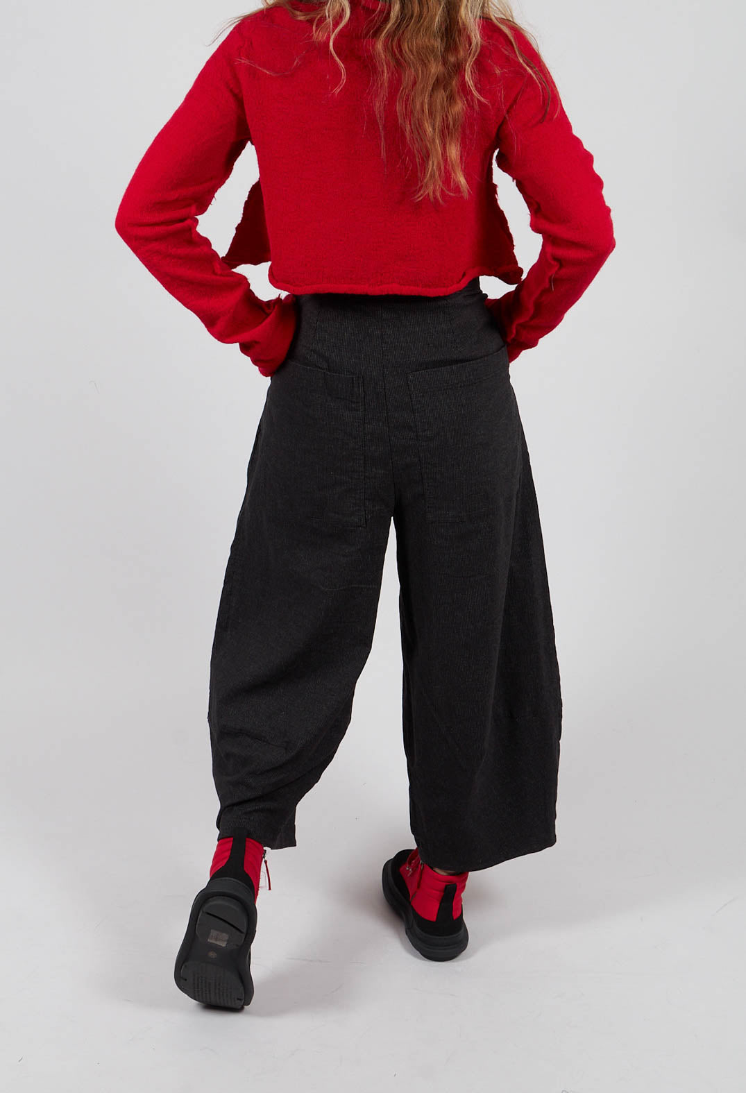 Wide Balloon Leg Trousers in Black Stripe - 3410107