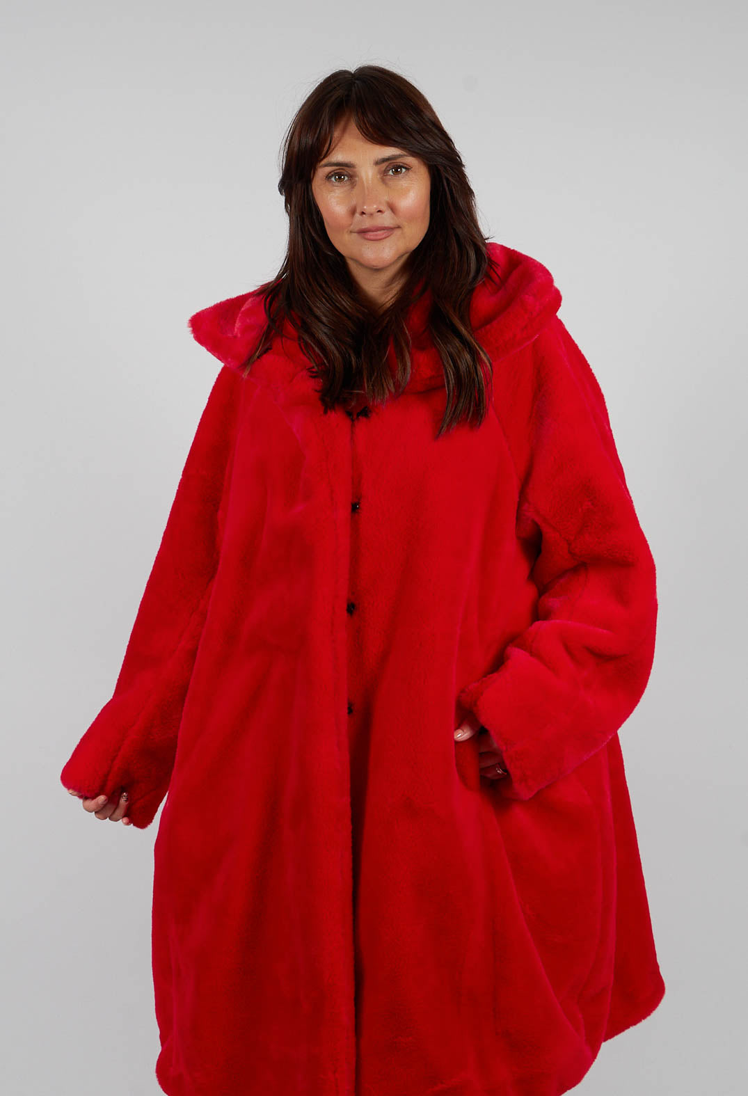 Oversized Faux Fur Coat in Rose - 3431202