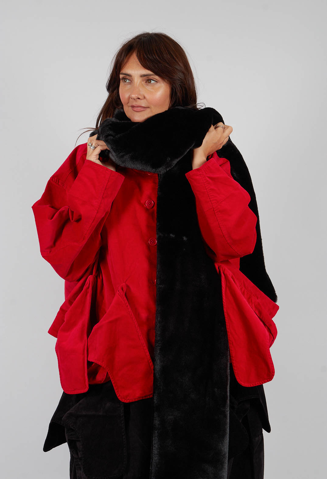 Faux Fur Oversized Scarf in Black - 3431403