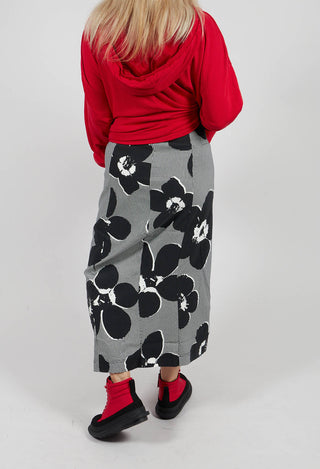 Longline Pencil Skirt in Black Off White Print - 3440301
