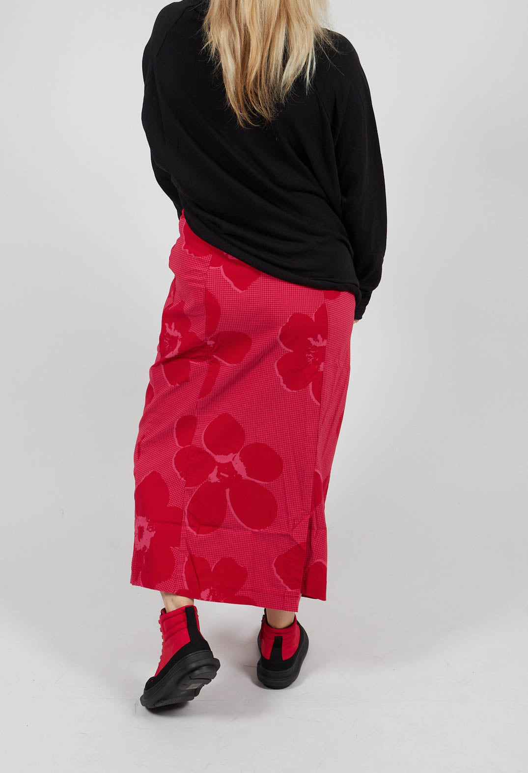 Longline Pencil Skirt in Rose Print - 3440301