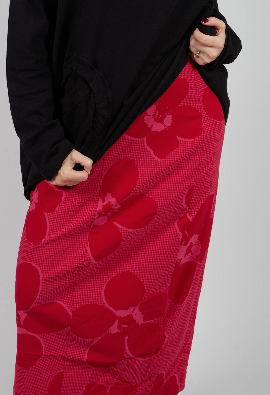 Longline Pencil Skirt in Rose Print - 3440301
