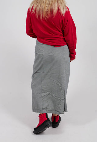 Longline Pencil Skirt in Black Off White Check - 3440321