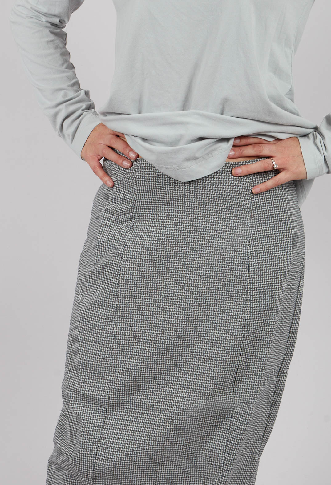 Longline Pencil Skirt in Dark Grey Check - 3440321