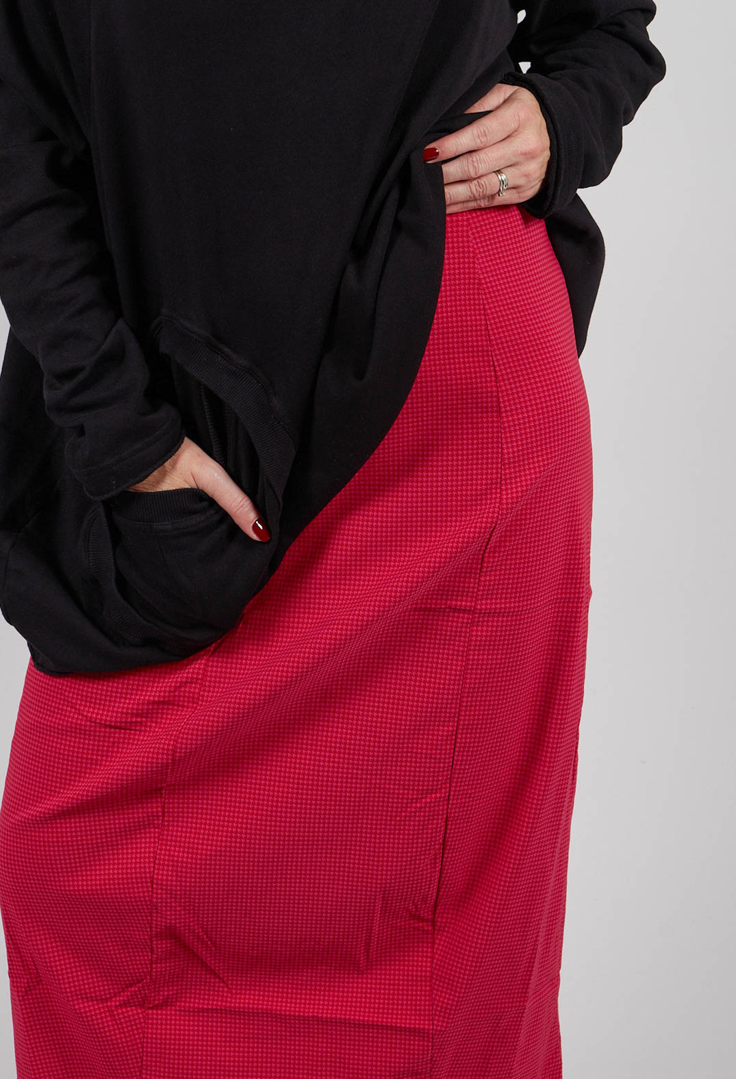 Longline Pencil Skirt in Rose Check - 3440321
