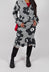 Peplum Hem Skirt in Black Off White Print - 3440302