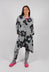Fitted Coat with Flower Feature in Black Off White Print - 3441206