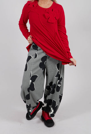 Pull On Balloon Leg Trousers in Black Off White Print - 3440110
