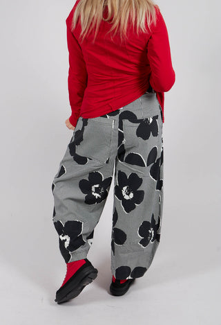 Pull On Balloon Leg Trousers in Black Off White Print - 3440110