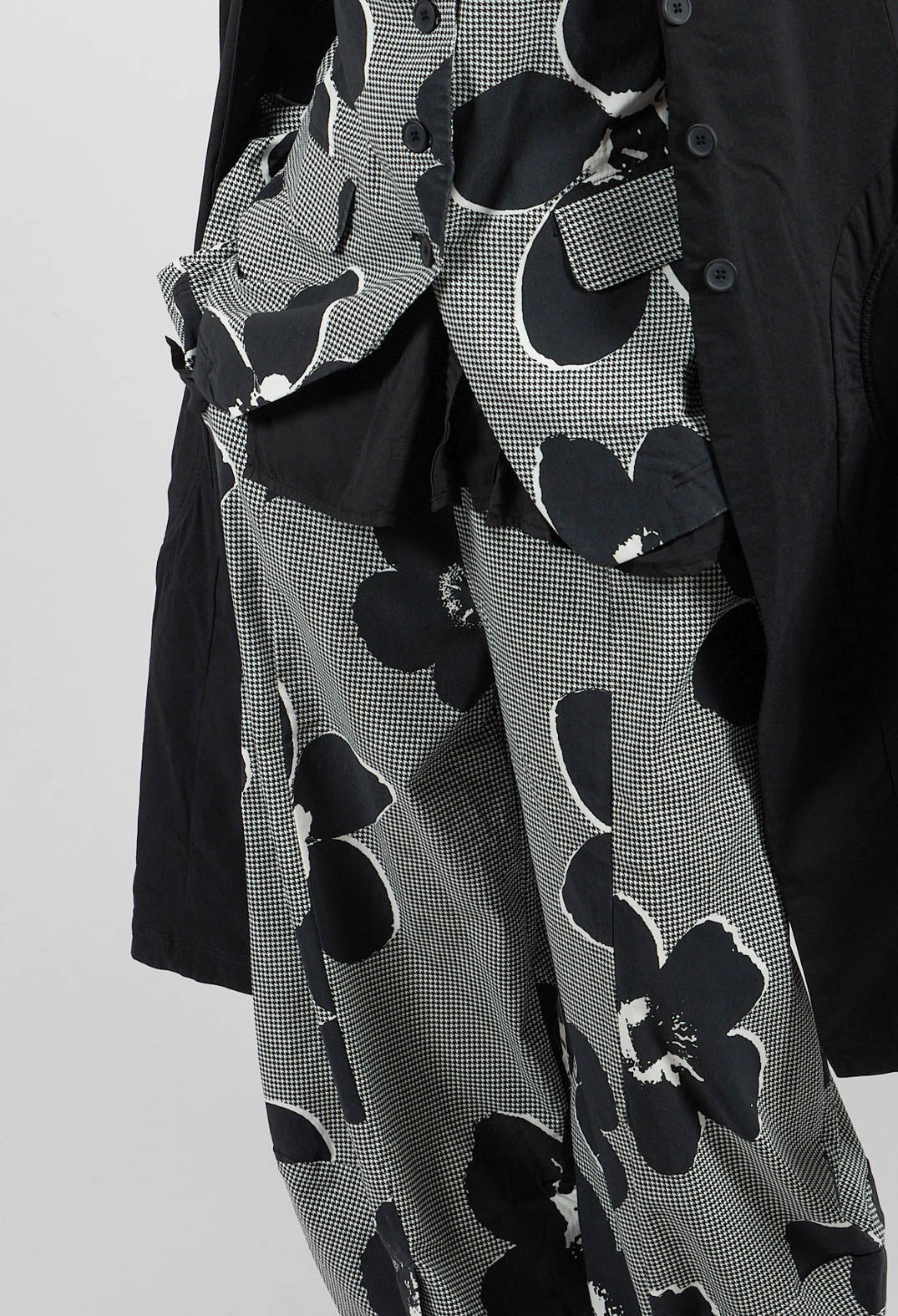 Pull On Balloon Leg Trousers in Black Off White Print - 3440110