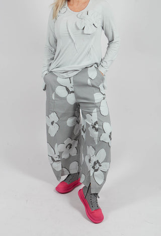 Pull On Balloon Leg Trousers in Dark Grey Print - 3440110