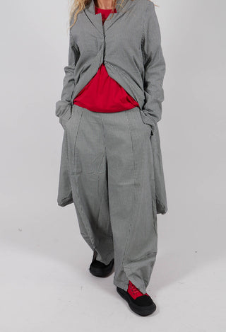 Pull On Balloon Leg Trousers in Black Off White Check - 3440130