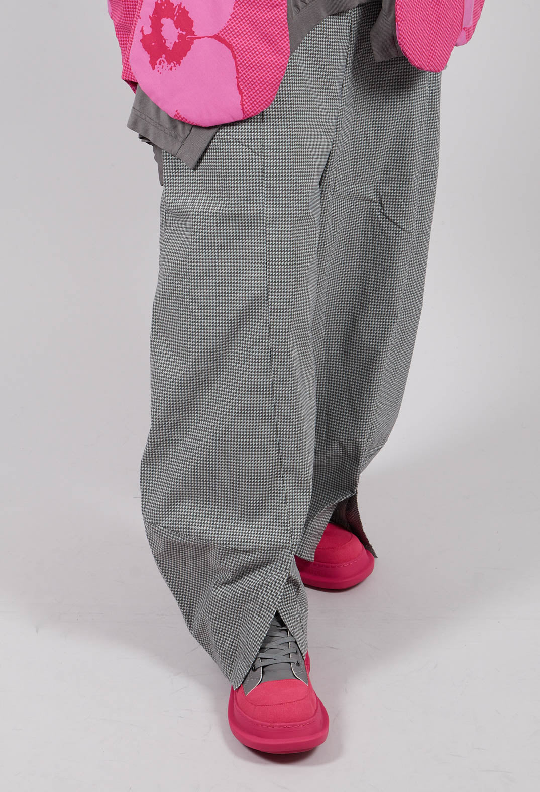 Pull On Balloon Leg Trousers in Dark Grey Check - 3440130