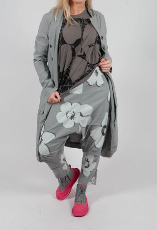 Pull On Drop Crotch Trousers in Dark Grey Print - 3440111