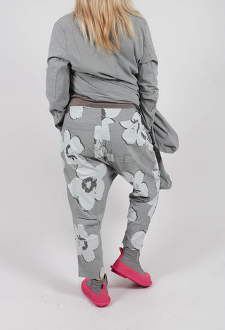 Pull On Drop Crotch Trousers in Dark Grey Print - 3440111