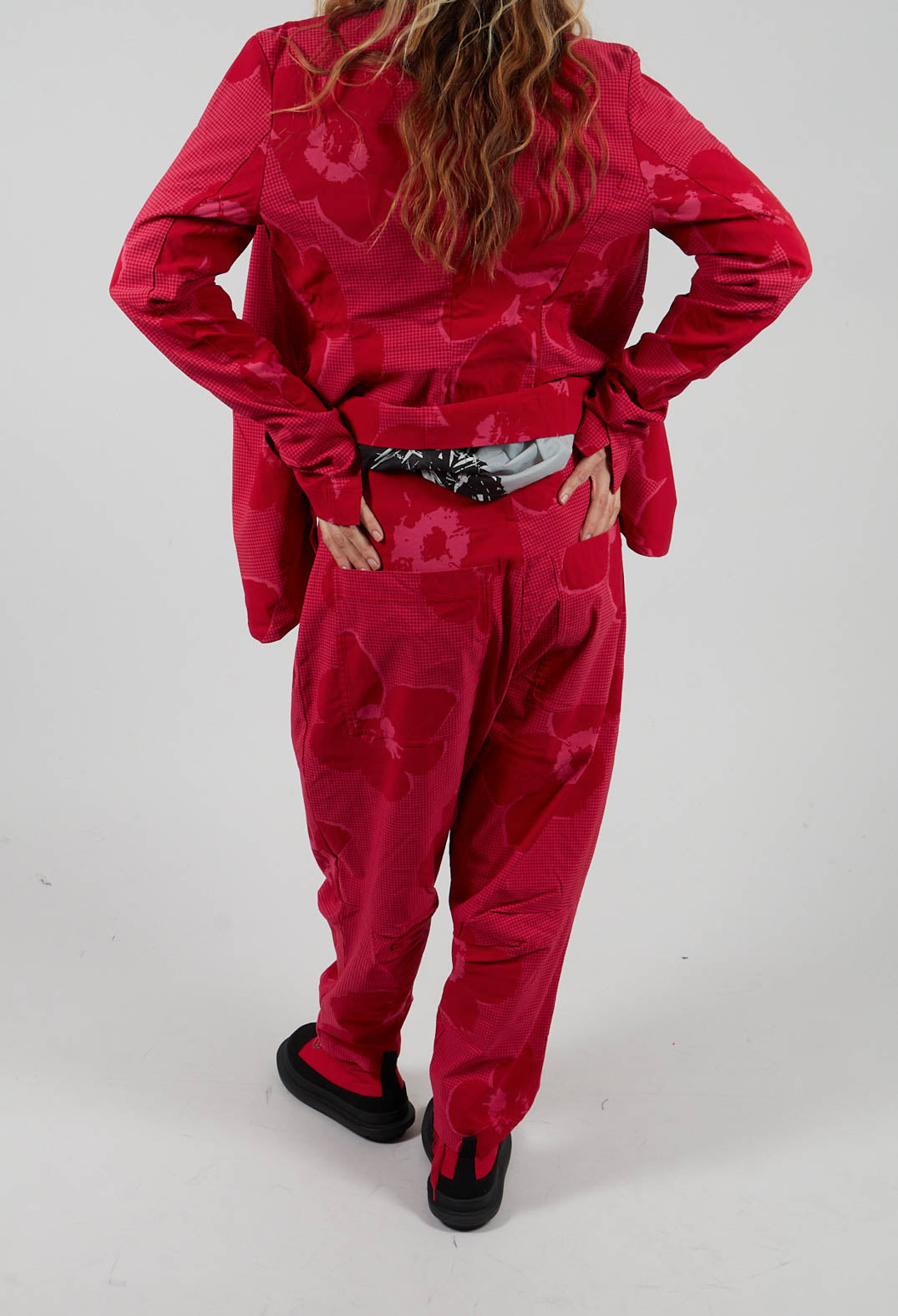Pull On Drop Crotch Trousers in Rose Print - 3440111