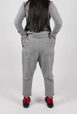 Pull On Drop Crotch Trousers in Black Off White Check - 3440131