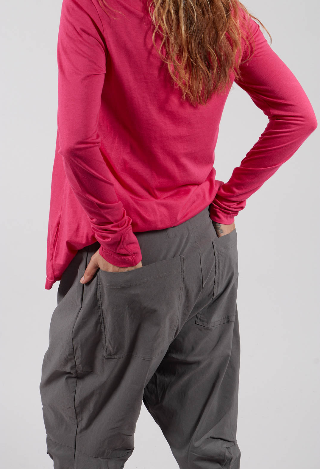 Pull On Drop Crotch Trousers in Dark Grey - 3440151
