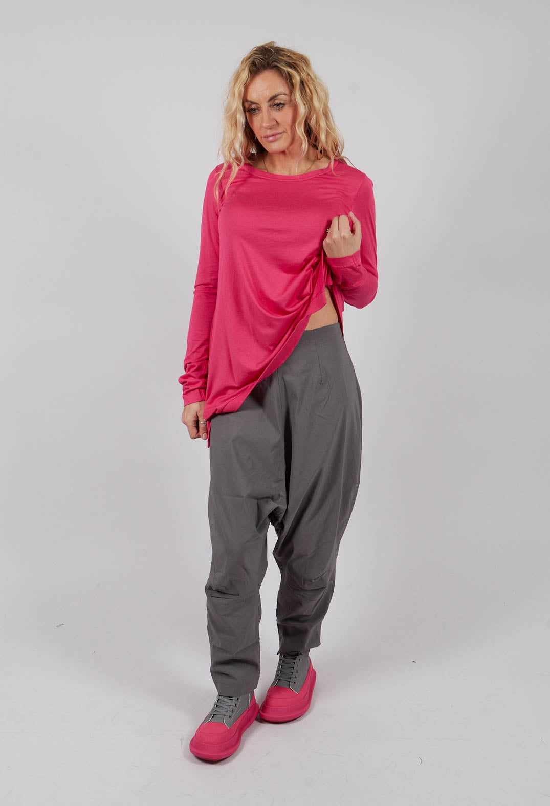 Pull On Drop Crotch Trousers in Dark Grey - 3440151