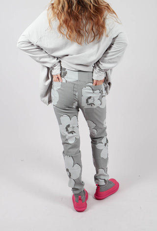 Pull On Skinny Fit Trousers in Dark Grey Print - 3440112