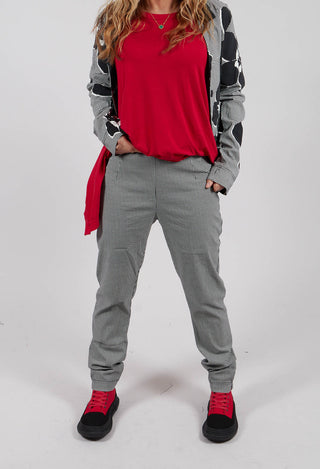 Pull On Skinny Fit Trousers in Black Off White Check - 3440132