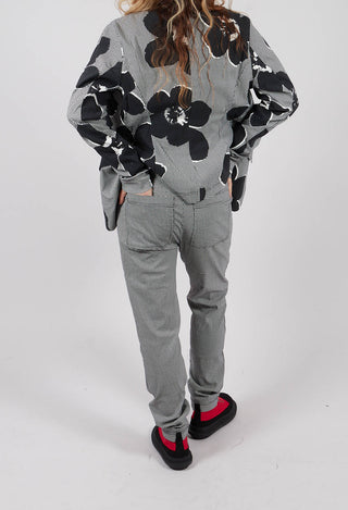 Pull On Skinny Fit Trousers in Black Off White Check - 3440132