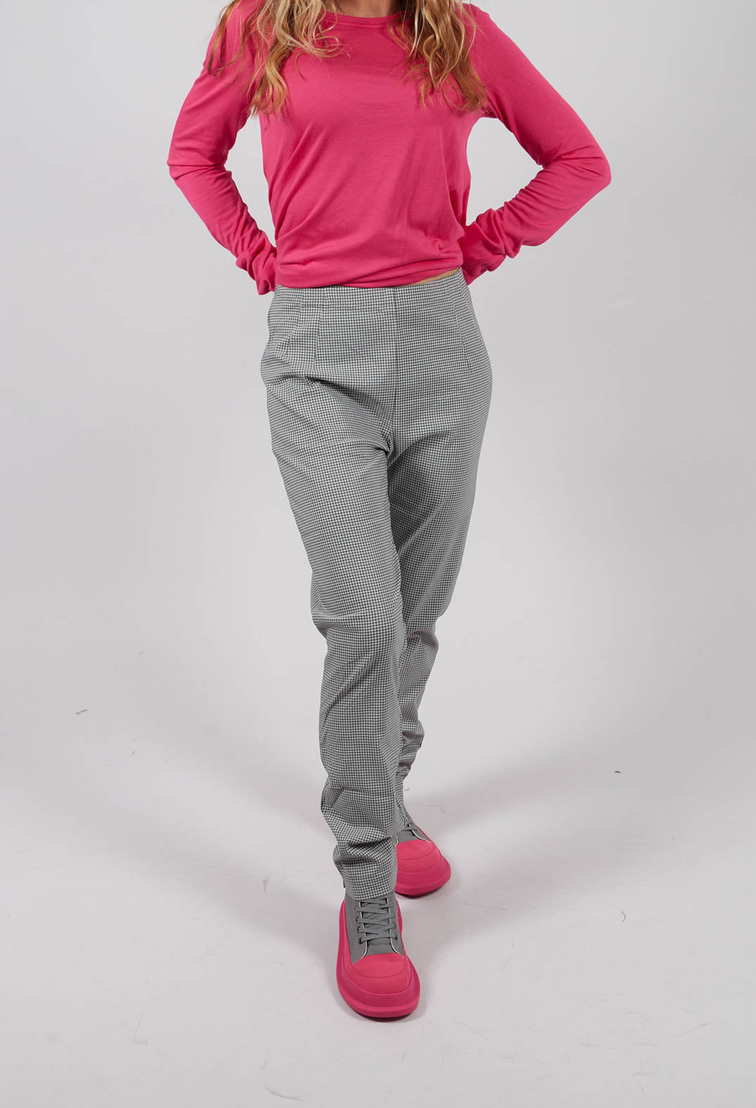 Pull On Skinny Fit Trousers in Dark Grey Check - 3440132