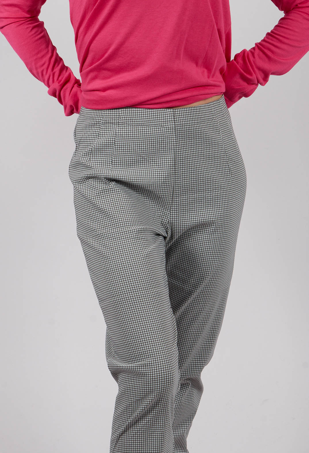 Pull On Skinny Fit Trousers in Dark Grey Check - 3440132