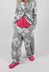 Pull On Tulip Leg Trousers in Dark Grey Print - 3440116