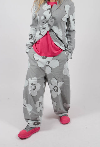 Pull On Tulip Leg Trousers in Dark Grey Print - 3440116
