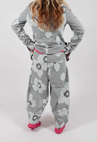 Pull On Tulip Leg Trousers in Dark Grey Print - 3440116