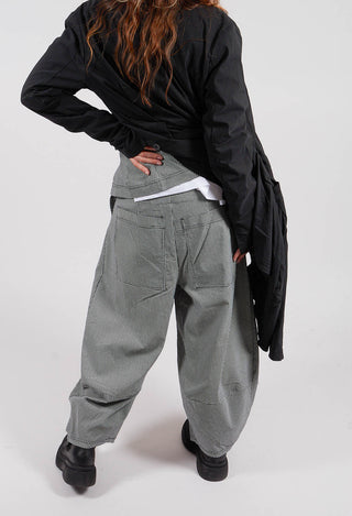 Pull On Tulip Leg Trousers in Black Off White Check - 3440136