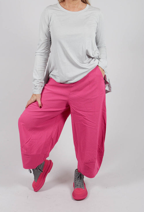 Pull On Tulip Leg Trousers in Rose Check - 3440136