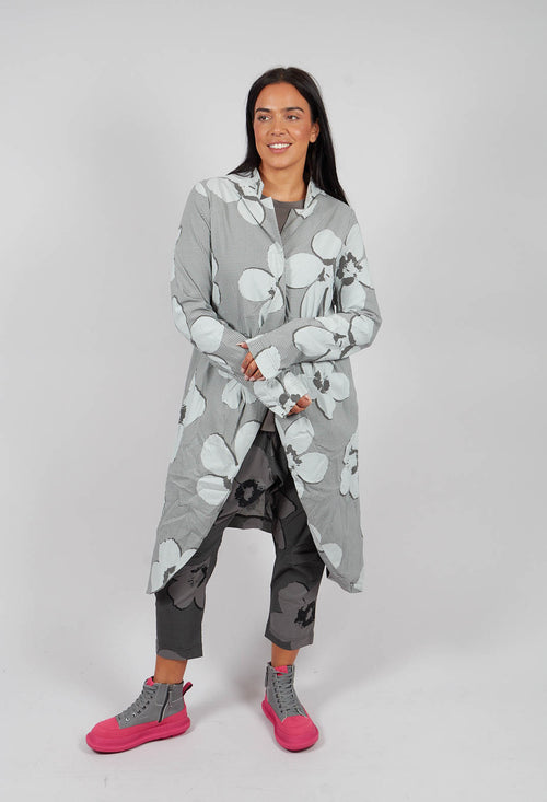 Fitted Coat in Dark Grey Print - 3441219