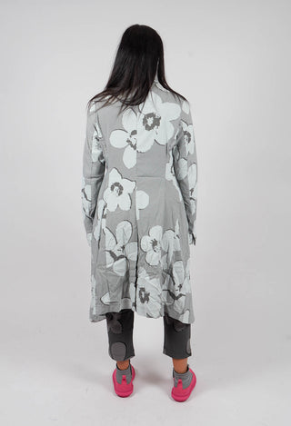 Fitted Coat in Dark Grey Print - 3441219